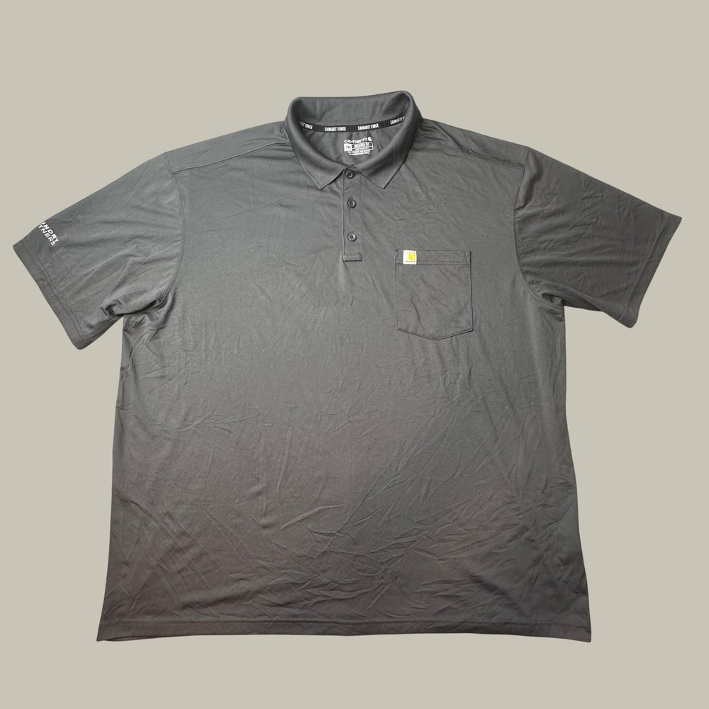 Carhartt Polo Shirt Mens 3XL TK6880-M Gray Force Relaxed Fit Pocket EXCELLENT